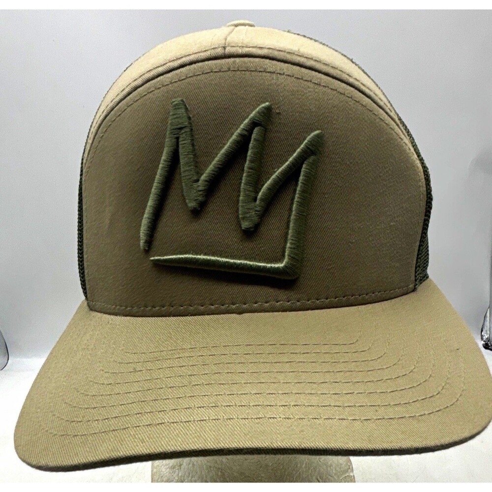Mammoth Mesh Back Trucker Hat Adjustable One Size Solid Beige Green Cap